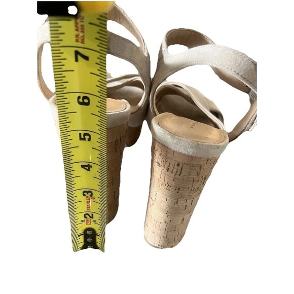 Veronica Beard Lucille  Heeled Sandals NEW Cork Platform Ecru Suede Strap Sz 9.5 - Picture 6 of 13